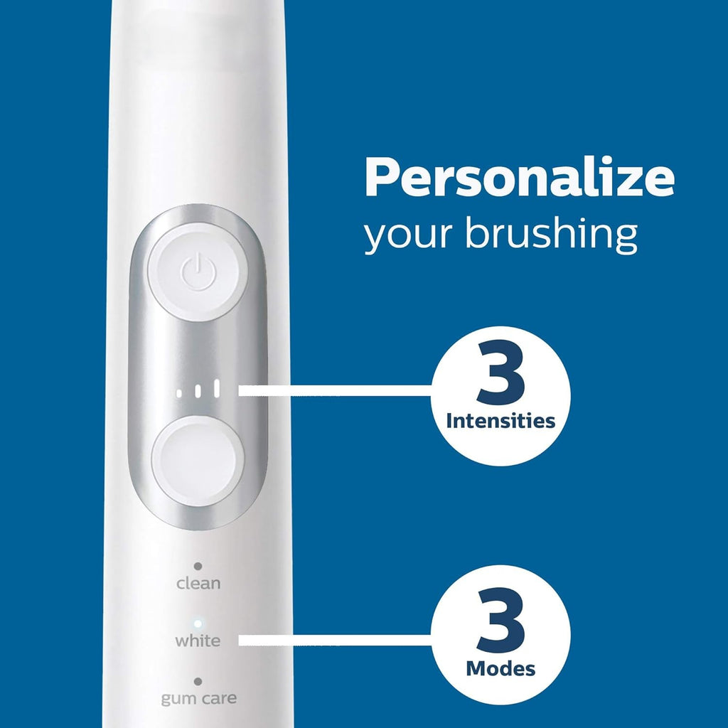 ProtectiveClean 6100 Rechargeable Electric Toothbrush, with Pressure Sensor, 3 Cleaning Modes, SmarTimer and QuadPacer, 14-Day Battery Life, Travel Case