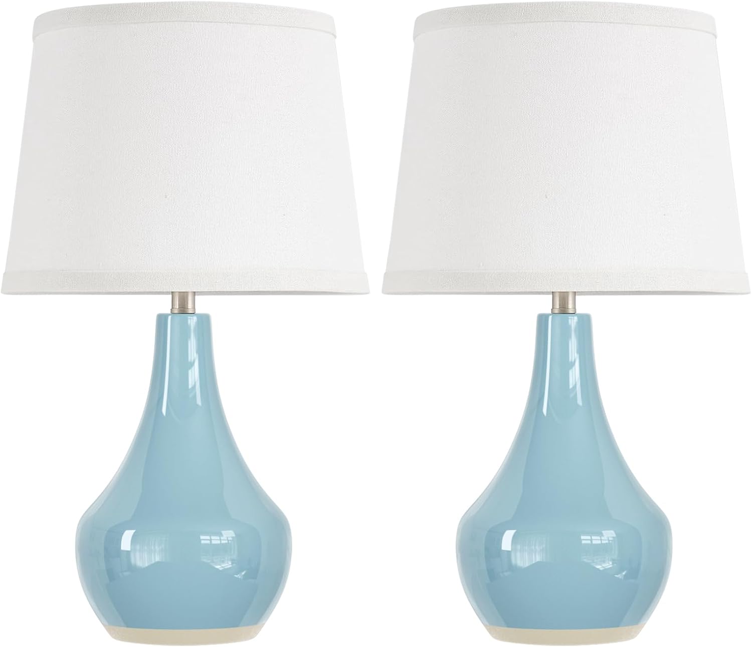 19.4" Modern Sky Blue Table Lamp Set of 2-Bedside Lamps for Nightstand, Bedroom Lamp for Living Room Desk End Table Office Guest Room Dresser