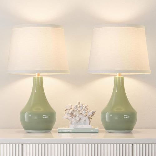 19.4" Modern Sky Blue Table Lamp Set of 2-Bedside Lamps for Nightstand, Bedroom Lamp for Living Room Desk End Table Office Guest Room Dresser