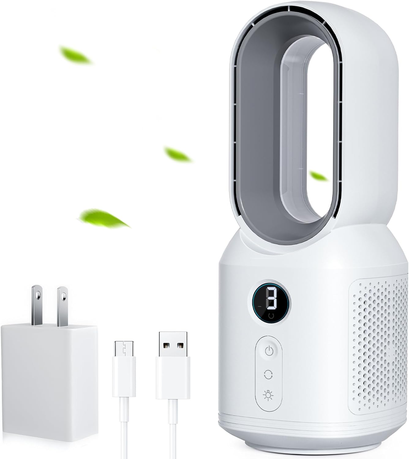 13 Inch Desk Fan, Bladeless Table Fan, 106° Oscillating Fan Touch Control with 3 Speeds and Night Light, Small Quiet Desk Fan for Personal, Office, Nightstand