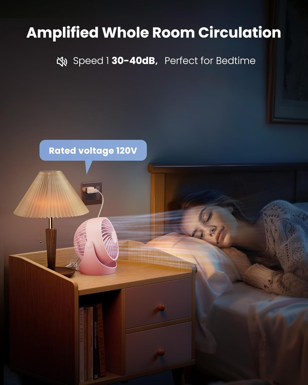 5-Inch Portable Electric Table Desktop Air Circulator Fans, Small but Powerful with 3 Speed 360° Adjustable Tilt for Cooling Home Dorm Office Bedroom Bathroom Kitchen, Pink